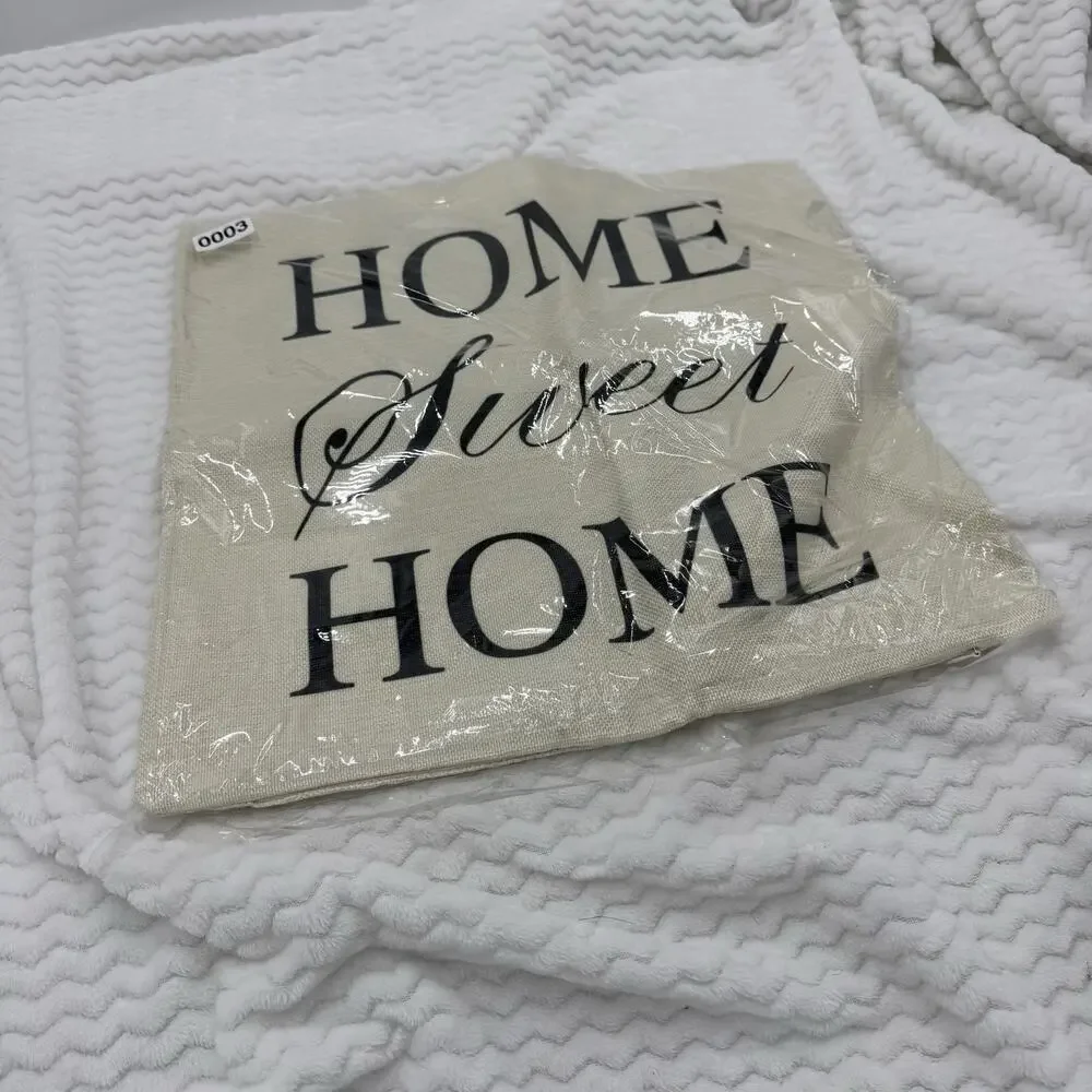 OFF WHITE 18 X 18 PILLOW COVER—HOME SWEET HOME